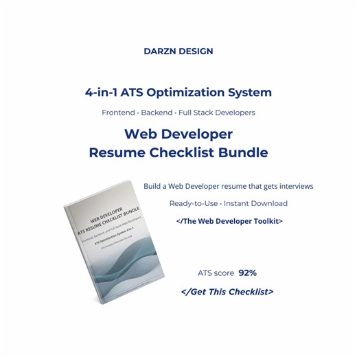 Web Developer Resume Checklist Bundle | ATS Optimization System 4-in-1 | Frontend Backend Full Stack Resume Checklists - Etsy