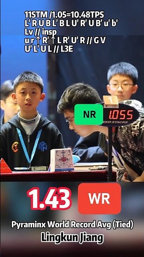 1.43 Pyraminx WR Avg (Tied) Lingkun Jiang | 1.05🇨🇳NR