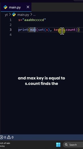 Find longest repeating char #coding #python