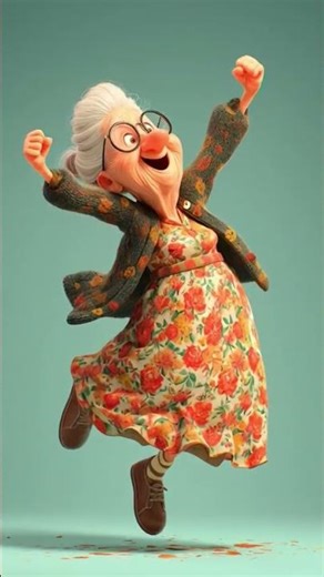 old lady dancing 3D cartoon #music #80smusic #flashback #love