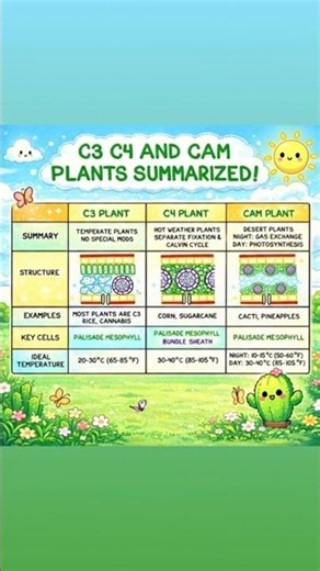 C3,C4 and CAM plant differences #botany #biology #plants #animation #trendingshorts #science