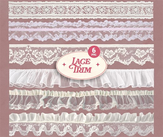 White Lace Trim PNG, Ruffle Lace Border Clipart, Vintage Wedding Lace Edging, Coquette Baroque Rococo Shabby Chic Lace, Scrapbook Design Set - Etsy Australia