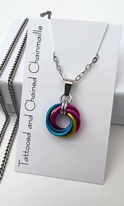 Pansexual Pride Pendant Necklace, Chainmail Love Knot, Pan Pride Jewelry, Pink Yellow Blue - Etsy