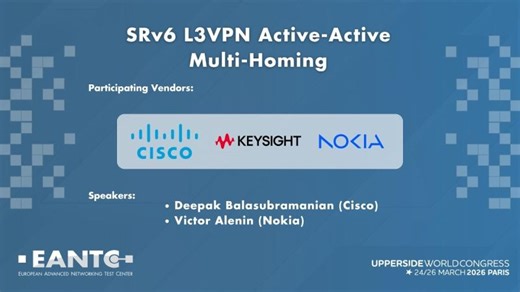 SRv6 L3VPN Active Active Multi-Homing - EANTC Transport Cloud Networks Interop Showcase 2026 | EANTC AG