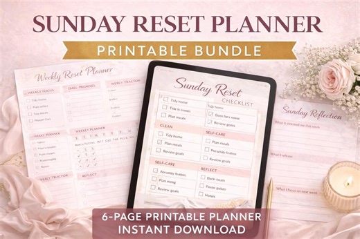 Sunday Reset Planner | Weekly Routine, Self-care Checklist (digital Download) - Etsy
