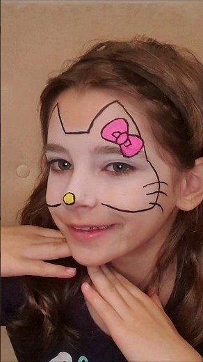 MAQUIAGEM DA HELLO KITTY - Pintura facial para crianças fácil de fazer! #shorts