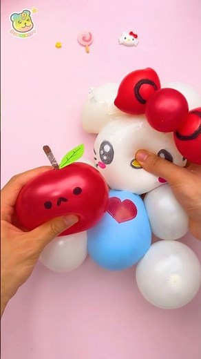 Inflatable Hello Kitty balloon doll🎀🍎 부풀어오르는 헬로키티 풍선 인형 #diy