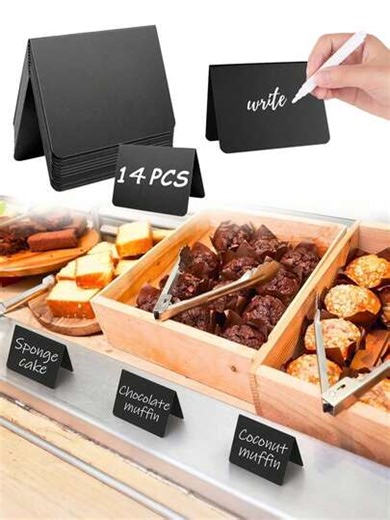 14pcs Small Chalkboard Signs, Approx. 4" X 3", Easy To Write And Erase - Food Labels, Buffet, Party, Table, Wedding, Bakery, Wedding Direction Signs, Wedding Reservation Signs, Table Cards | SHEIN