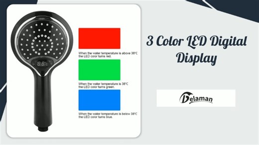 Watch 3 Color LED Digital Temperature Display Handheld Shower Head on Amazon Live