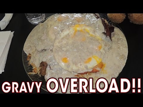 Delicious Undefeated "Haystack" American Breakfast Challenge Smothered w/ Gravy!!