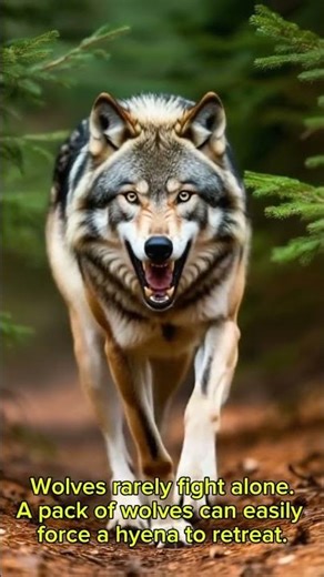 A Pack of Wolves Can Terrify a Hyena#Hyena #Wolf #AnimalFacts #WildFacts #Shorts