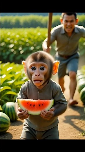 Scared Baby Monkey Crying and Walking Away 🐒