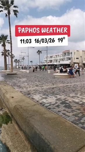 Today's Weather In Paphos - Cyprus. Much better today, still cloudy but no rain. Temperature is good, sun it's coming ☀️😎#weather #paphos #cyprus