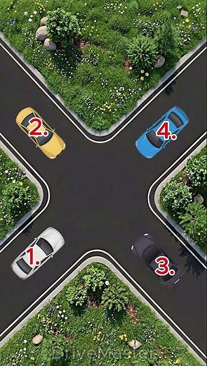🚗 4-Way Intersection Rules | Who Goes First? #drivingwrittentestdmv #tips #shorts #youtubeshorts