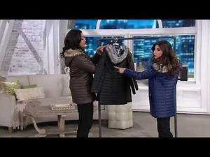 Dennis Basso Quilted Faux Leather Coat w/ Faux Fur Trim Hood on QVC