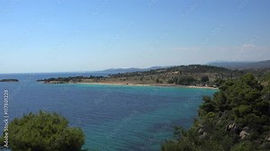 Views to Toroneos Bay with the Sithonia peninsula from the Observation deck. Chalcidice, Greece