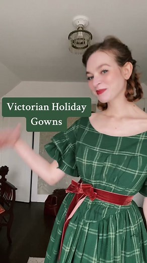 My favorite project of the year! I did two new Victorian holiday gowns this year. The 1840s and the 1895 are both new. I really wanted something comfy to wear on Christmas day and the 1840s ( which is made of table cloths 😅) will be perfect! It feels a little too casual to wear out and about but its the perfect cozy dress ❤️ its kind of giving Little Women. I wore it to a nice dinner date and I felt so goofy and under dressed in it! #victorian #holidaydress #christmas