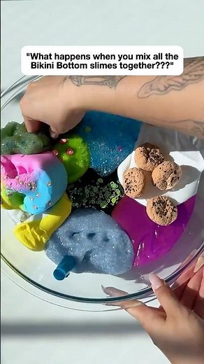 Mixing ALL our Bikini Bottom slimes together 🥣