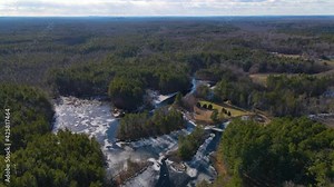 Aerial view of Great Brook Dairy Farm in Great Brook Farm State Park in town of Carlisle, Massachusetts MA, USA.