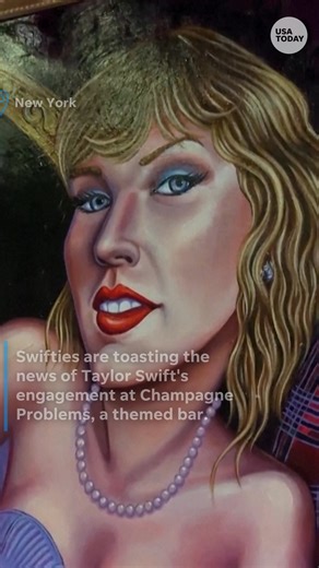 11K views · 100 reactions | Swifties gather at Champagne Problems in New York to toast Taylor Swift’s engagement with friendship bracelets and drinks. | USA TODAY | Facebook