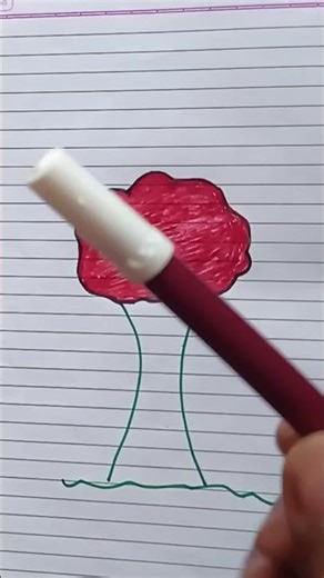 draw easy tree with different colours 😊#drawing