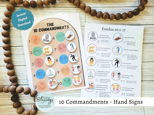 INSTANT DOWNLOAD Ten Commandments Printable Memory Game Sign Language Hand Signs 10 Commandments Matching Activity Book Kids Bible Activity - Etsy