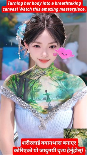 A magical landscape painted right on her skin! How would you rate this art? 💚👇