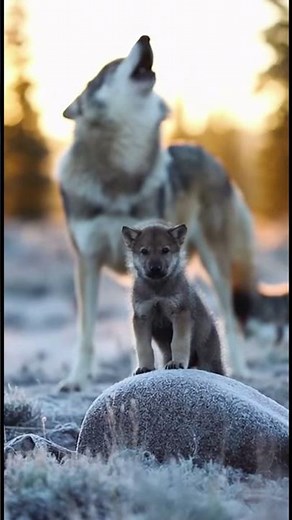Baby Wolf Tries to Roar… Then Dad Shows the Real power