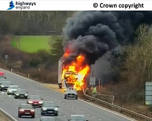Major motorway grinds to halt due to lorry fire with drivers warned of delays