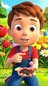 Earthworm Cartoon for Kids | Cute Garden Cartoon Learning Video #cartoon #shorts