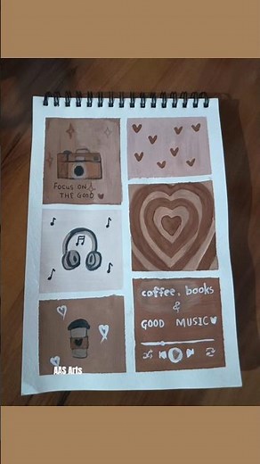 🤎 Pinterest Aesthetic Brown Theme Painting | Coffee, Books & Music Art 🎨✨