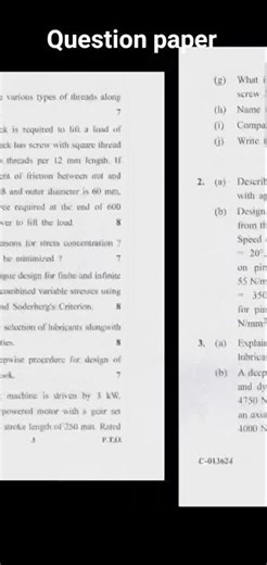 Design of machine elements-2 paper📃of B.tech(ME)6th sem(2025) | #btech #ymca #engineeringstudents