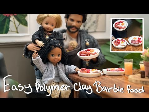 Barbie - DIY EASY Miniature polymer clay food tutorial Barbie doll Aesthetic Ken Role play