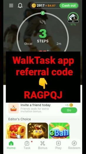 walk task referral code | walk task app referral code