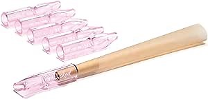 5PCS Reusable W'cked Glass Filter Tips for Pre Rolled Rolling Paper Cones, Slim Cigarettes, Glass Rolling Tip Mouthpieces (Pink)