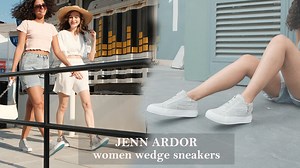 Watch women wedge canvas sneakers shoes on Amazon Live