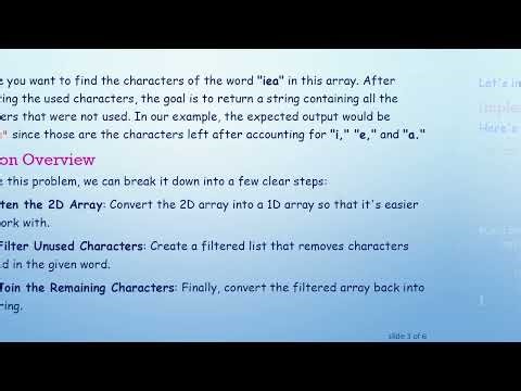How to Find Words in a 2D Array of Characters and Return the Unused Characters in JavaScript