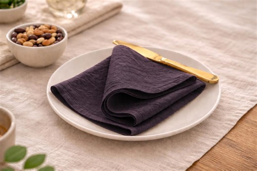 Dark Purple 100% Linen Napkin. Washed Soft Linen Table Napkin. Natural Stonewashed Dinning Table Linen for Wedding. Linen Cloth Napkins Set - Etsy