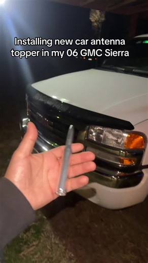 Coolest car antenna topper (not a real bullet) this is just for looks #gmcsierra #takuache #trokiando #droppedtrucks #trokasbajitas