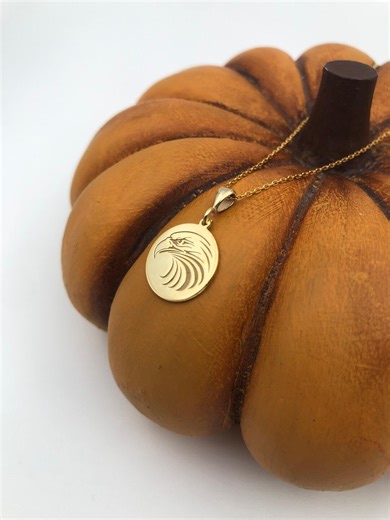 14K Gold Eagle Engraved Necklace: Handmade Animal Charm Jewelry - Etsy