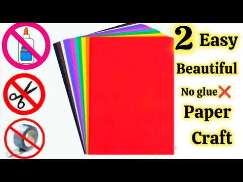 2 Easy no glue paper craft | Paper craft without glue | No glue paper craft|Easy white paper craft