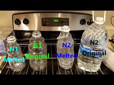 Plastic bottles melting in oven