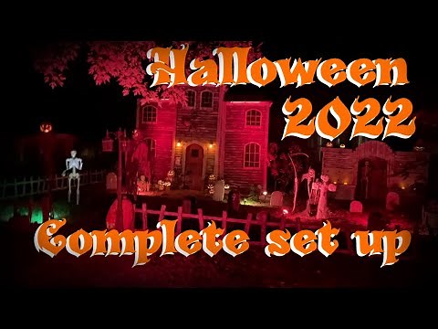 2022 Halloween display setup Haunted House Facade