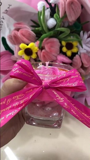 Satisfying Pink Candle ASMR 🌸 Glass Pour with Flowers & Silver Dust ✨ #candlemaking #candles #diy