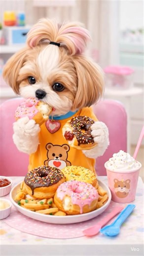 Sweet Filled Donut ASMR 🐶🍩✨#cutepuppy#foodblogger#cutebaby