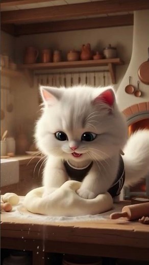 The Cutest Kitten Baker Ever! 🐱💖 Watch This Cat Make Bread Like a Pro