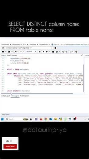 Day 11/30days SQL learning series#30daysseries #dataanalytics #english #sql #tech #education #shorts