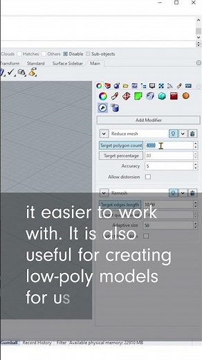 Botcha x Rhino - Reduce Mesh