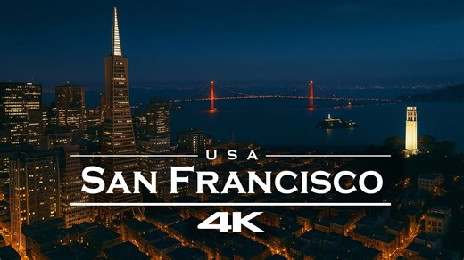 San Francisco at Night in 4K | Drone Views of the Golden Gate & City Lights