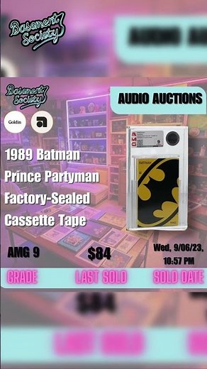 1989 Batman Prince “Partyman” Factory-Sealed Cassette (AMG NM 9) Sells for $84 | Goldin